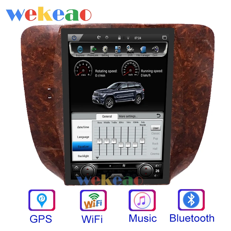 Wekeao вертикальный экран Tesla style 12,1 ''1Din Android 7,1 автомобильный dvd-плеер gps навигация Автомагнитола для Chevrolet Yukon GMC wifi