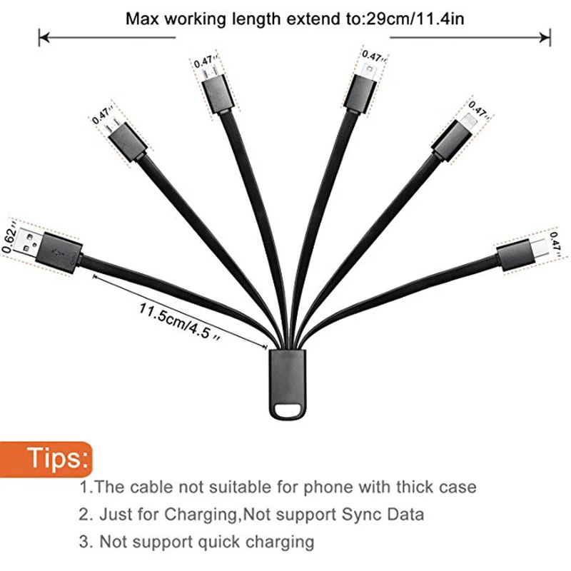 Мульти USB кабель 6 в 1 USB мульти зарядный кабель с type C Mini USB 2 Micro USB Разъемы для зарядки Сотовые телефоны, планшеты