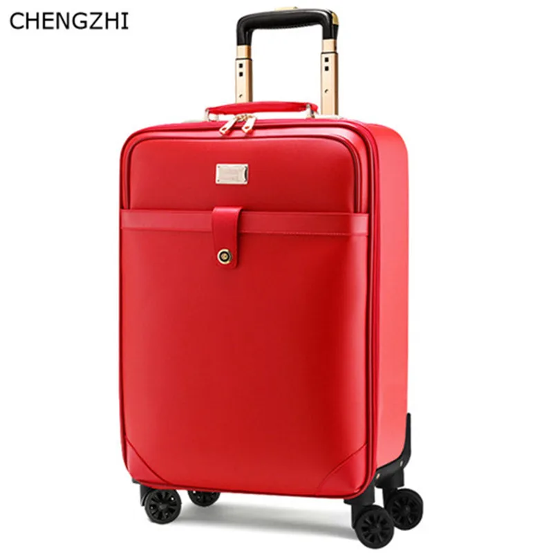 CHENGZHI, новинка, Ретро стиль, 16 дюймов, 20 дюймов, 24 дюйма, женская свадебная коробка, чемодан на колесиках, ПУ кожа, багаж на колёсиках, Спиннер на колесиках, дорожные сумки