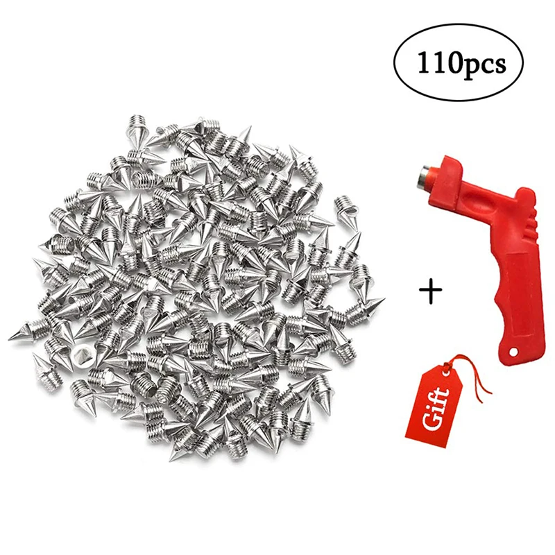 

110pcs 6mm Stainless Steel Track and Cross Country Spikes with Spike Wrench Replacement Spike Sprint Sports Short Running Shoes