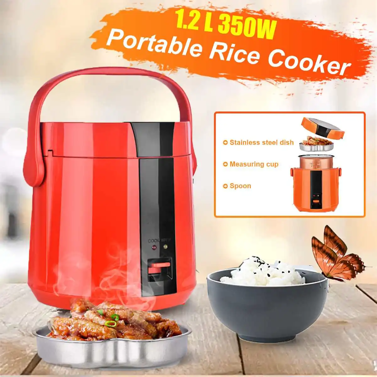 

1.2L Mini Rice Cooker Small 2 Layers Steamer Multifunction Cooking Pot Electric Insulation Heating Cooker for 1-2 People