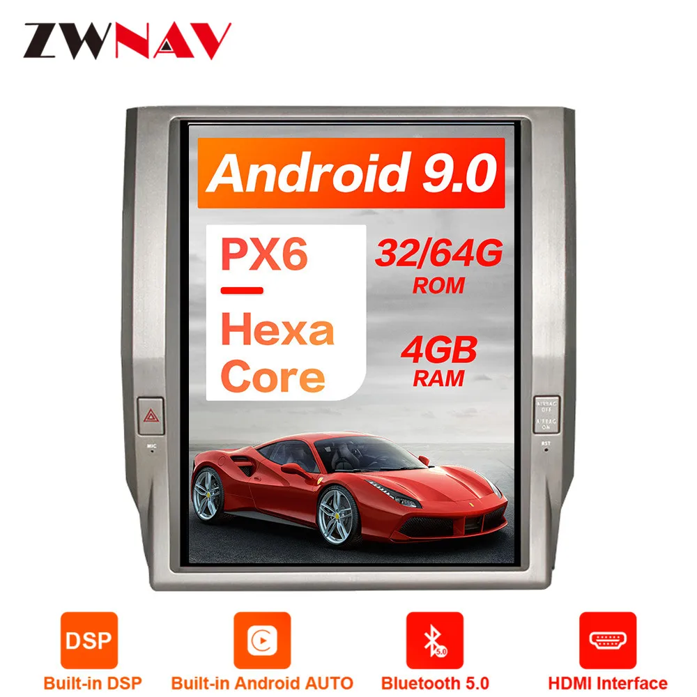 Clearance Android 9.0 Vertical sceen Tesla style Car GPS Navigation For Toyota Tundra 2014+ headunit Multimedia player radio tape recorder 0