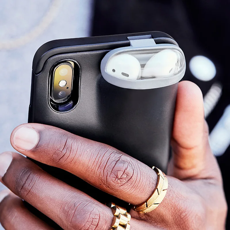 Чехол 2 в 1 для iPhone 11 Pro Max Xs XR X 10 8 7 Plus держатель AirPods Жесткий новый дизайн хранения