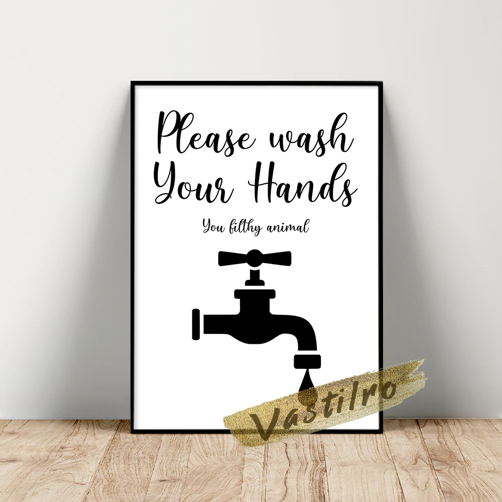 Arte Moderna Stampabile Da Parete Soggiorno Sicuro Lavare Le Mani Stampa Segno Poster Illustrazione Rubinetto Pittura Sapone Suds Acqua Arte Disegni D