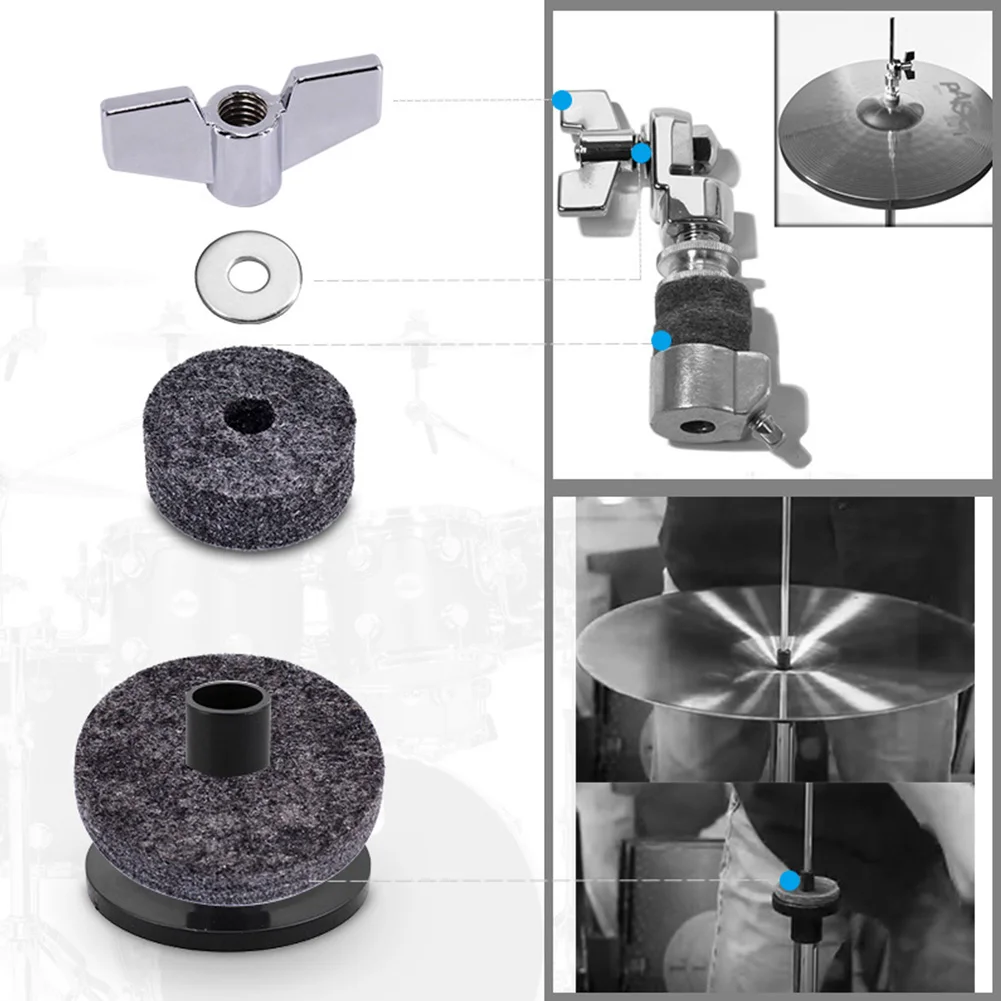 18 шт. шайба тарелки рукава для барабана Стенд защитный Войлок Pad Kit Hi-Hat сцепления Замена прочный музыкальный инструмент
