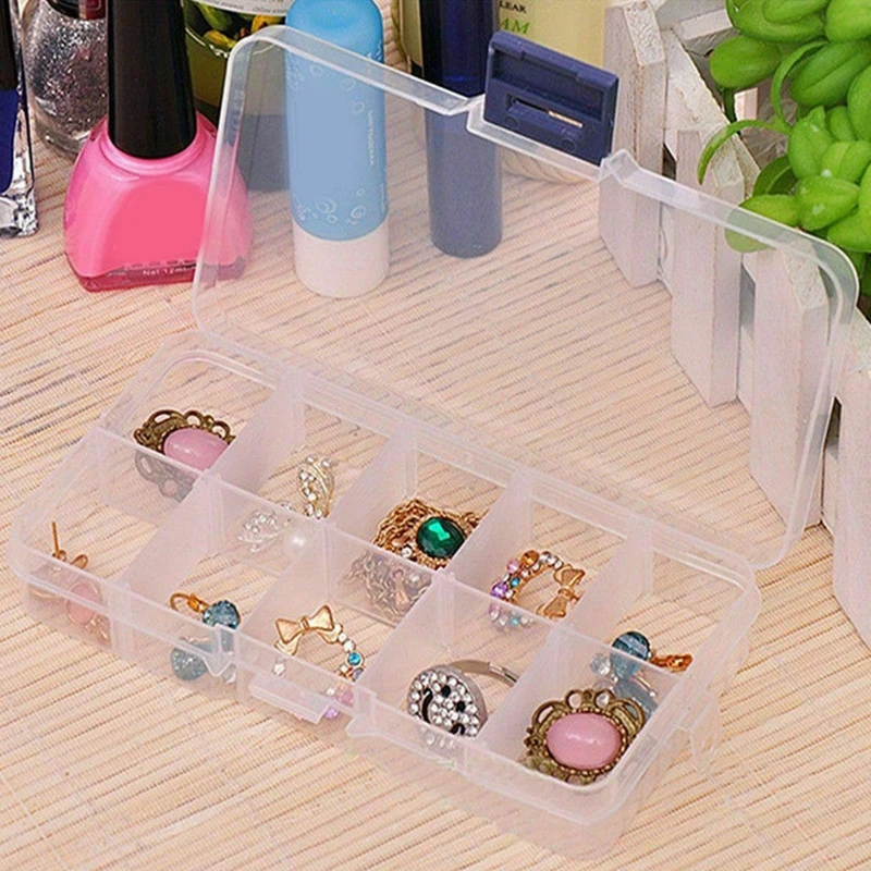 Adjustable Plastic Storage Box Terminal Small Component Jewelry Tool Box Bead Pills Organizer Nail Art Tip Case