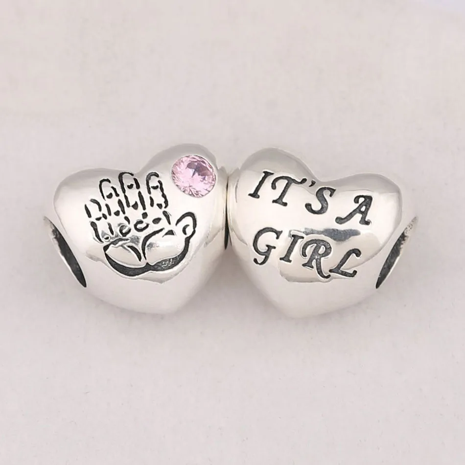 Подлинное 925 пробы серебро самодельное ювелирное изделие из бисера fit Pandora браслет Синий Розовый CZ девочка Мальчик Шарм