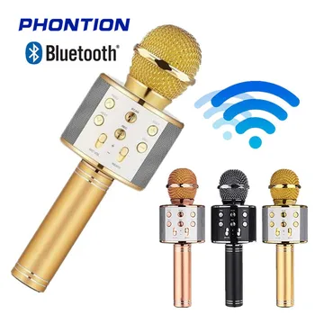 

WS858 Bluetooth Wireless Microphone Speaker professional Handheld Singing Recorder Karaoke Mic Music Player studio microphone dj