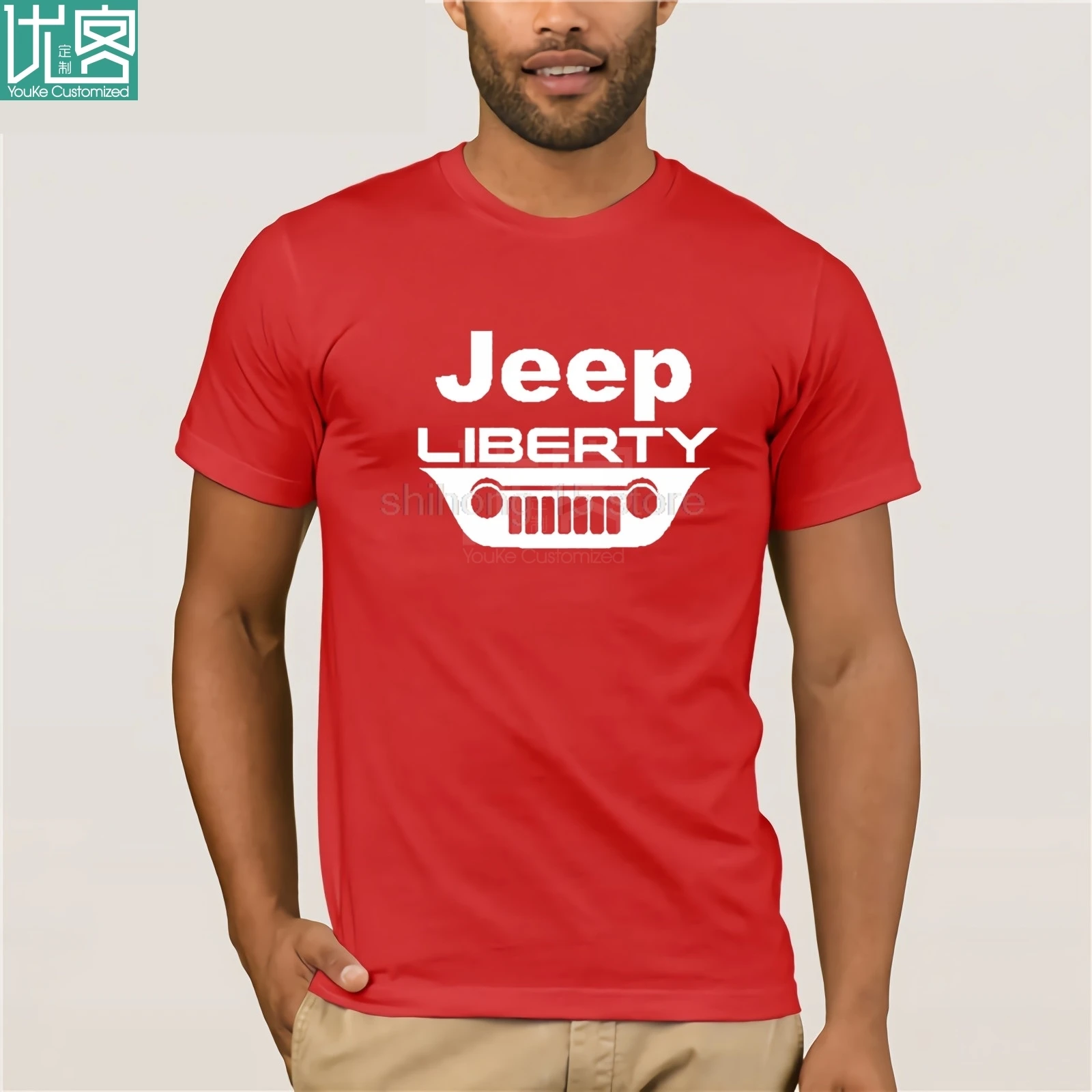 Хлопковая мужская одежда с короткими рукавами Jeep KJ KK Grill Light внедорожный 4x4 футболка футболки мужская футболка с длинными рукавами хлопковые топы Футболка - Цвет: red