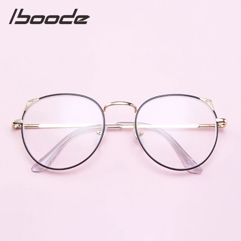 IBOODE кошачьи уши близорукость очки для женщин и мужчин круглые готовые близорукие очки женские мужские металлические очки для близоруких очков