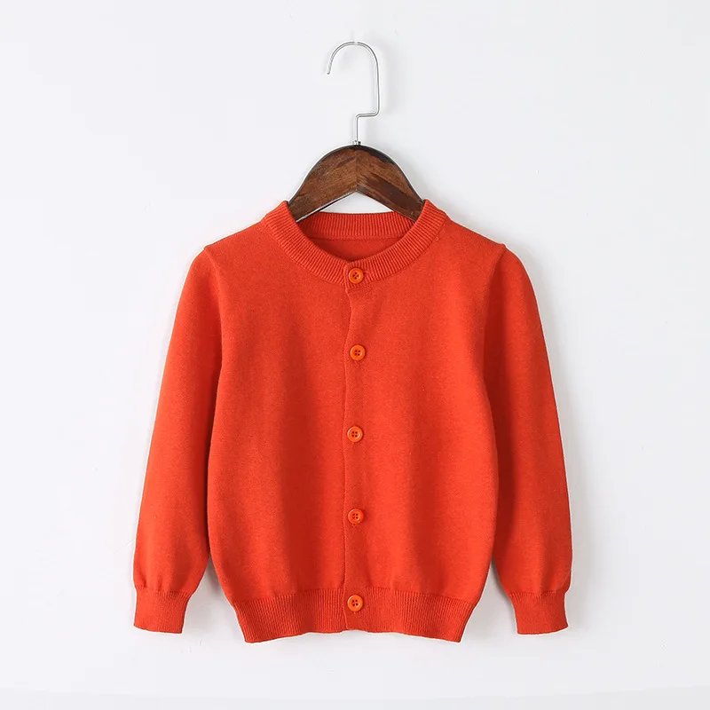 Детский хлопковый свитер; кардиган; сезон весна-осень - Цвет: Orange Red