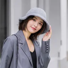 Женская осенне-зимняя Мягкая вязаная шерстяная Панама, модная однотонная Складная Круглая Шапка для рыбаков LX9E