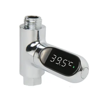 

LED Display Water Flow Temperature Meter Monitor Electricity Shower Thermometer 360 Degrees Rotation