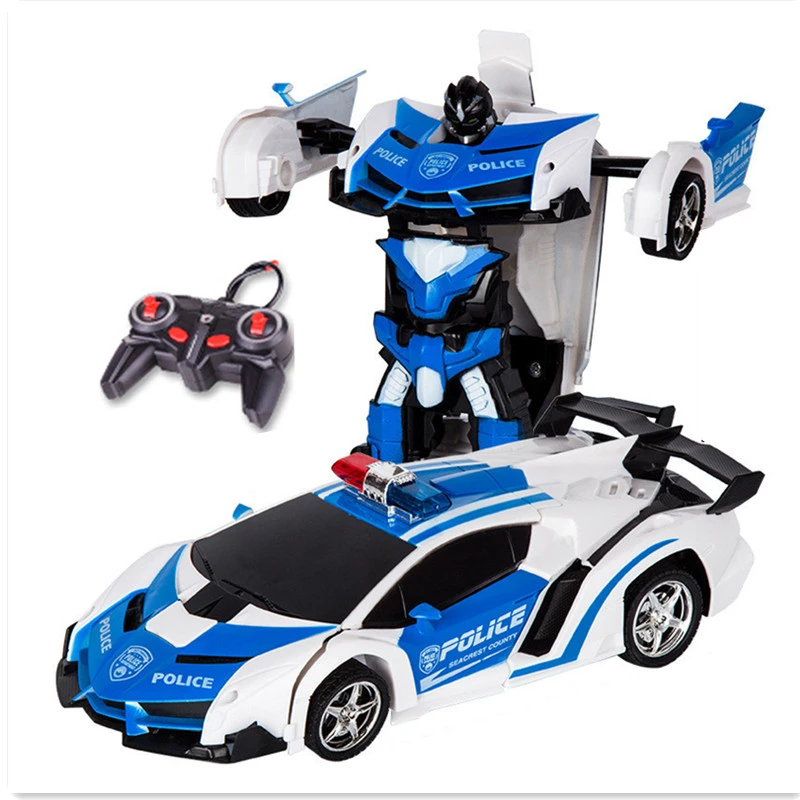 YEAM Toy Cars 2 Packs Tranform One Step Toy Vehicle Robot for Kids Deformation Play Vehicle Blue and Red 