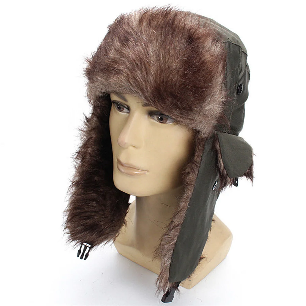 fur bomber hat mens 2022 Winter Hat Trapper Russian Trooper Earflap Hat Winter Keep Warm Ski Hat Men Women New Faux Fur Bomber Hats carhartt bomber hat