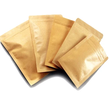 

100pcs 12 size Kraft Paper Doypack Zip Lock Pouch with Aluminum Foil Food Tea Snack Coffee Storage Resealable Ziplock/zipper Bag
