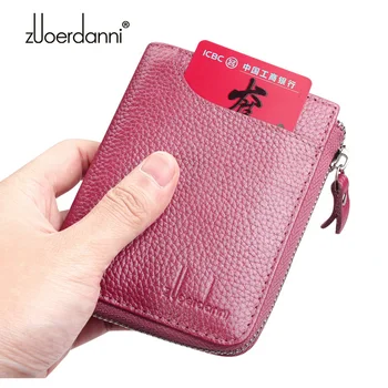 

Women's Short Wallet Genuine Leather Cowhide Wallets Female Vertical Card holder Zipper Driver License Holder Case High Quality