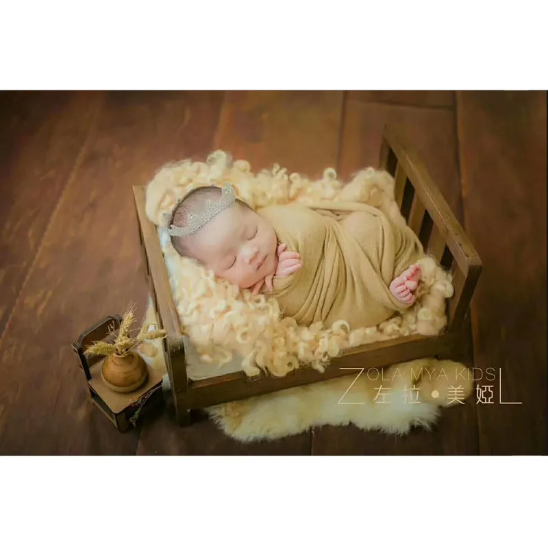 Реквизит для фотосъемки новорожденных, деревянная Съемная кровать, фон для детской фотосъемки, аксессуары Flokati, студийный реквизит для