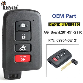 

KEYECU HYQ14FBA 281451-2110 89904-0E121 4 Button Keyless Smart Card Remote Car Key Fob for Toyota Highlander Kluger 2014-2019
