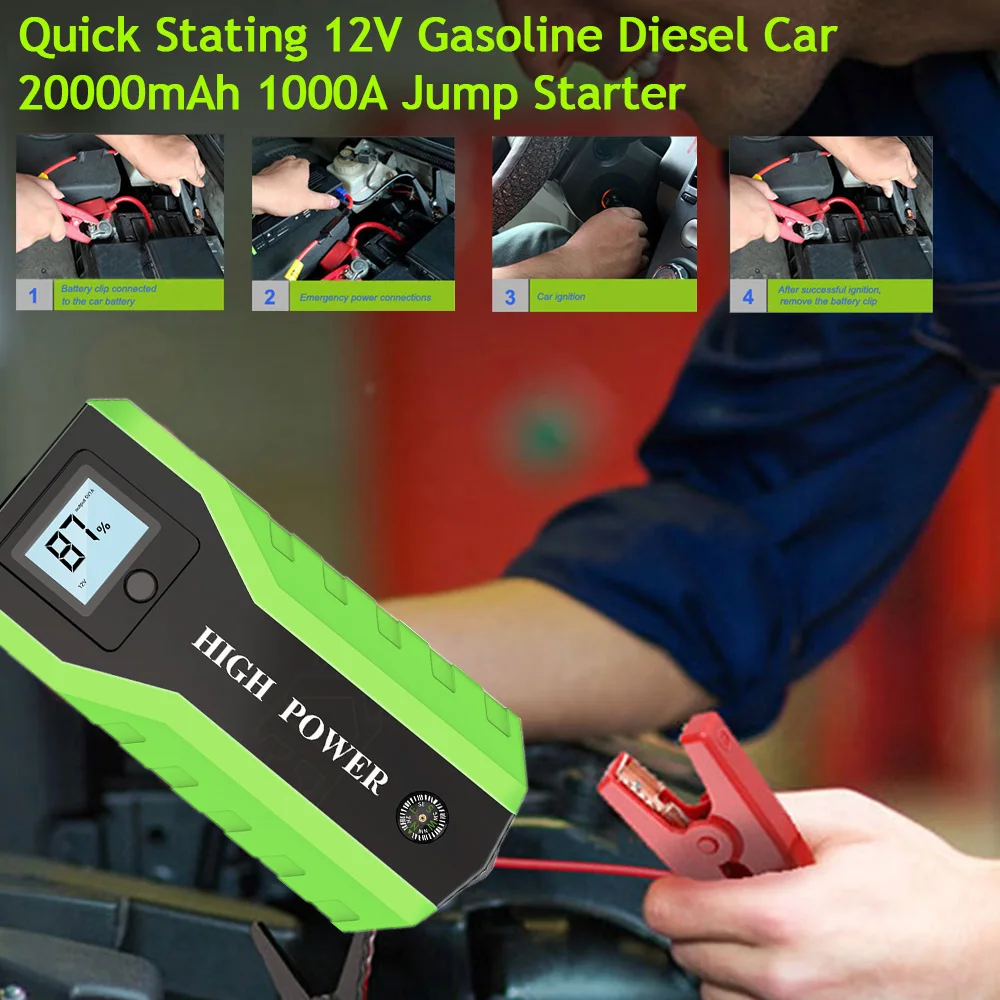 

GKFLY High Power 20000mAh Jump starter 12V 1000A Peak Starting Device Power Bank Car Charger For Car Battery Booster Buster CE