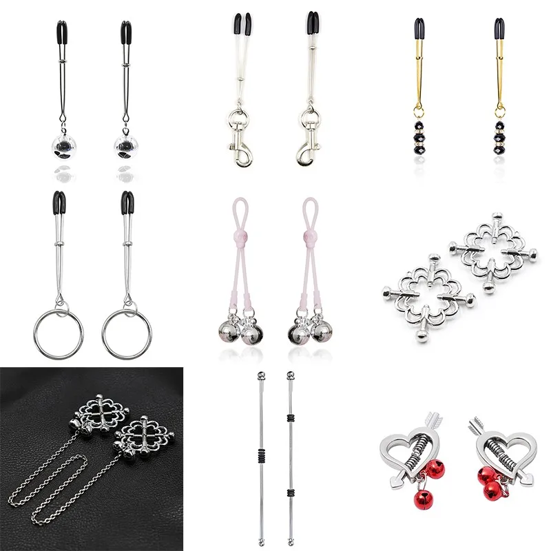 Adjustable Steel Bars Nipple Clamp Clitoris Stimulator BDSM Fetish Flirting Bondage Breast Labia Clips Clit Clamps Accessories sex party toys erotic sex toy sex toys nipple clamp sex bondage toys