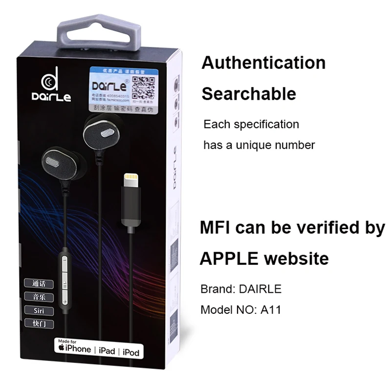 Проводная MFI гарнитура с подсветкой наушники-вкладыши цифровая гарнитура для iPhone 7 7P 8 8P Plus iPhone X проводной стерео звук