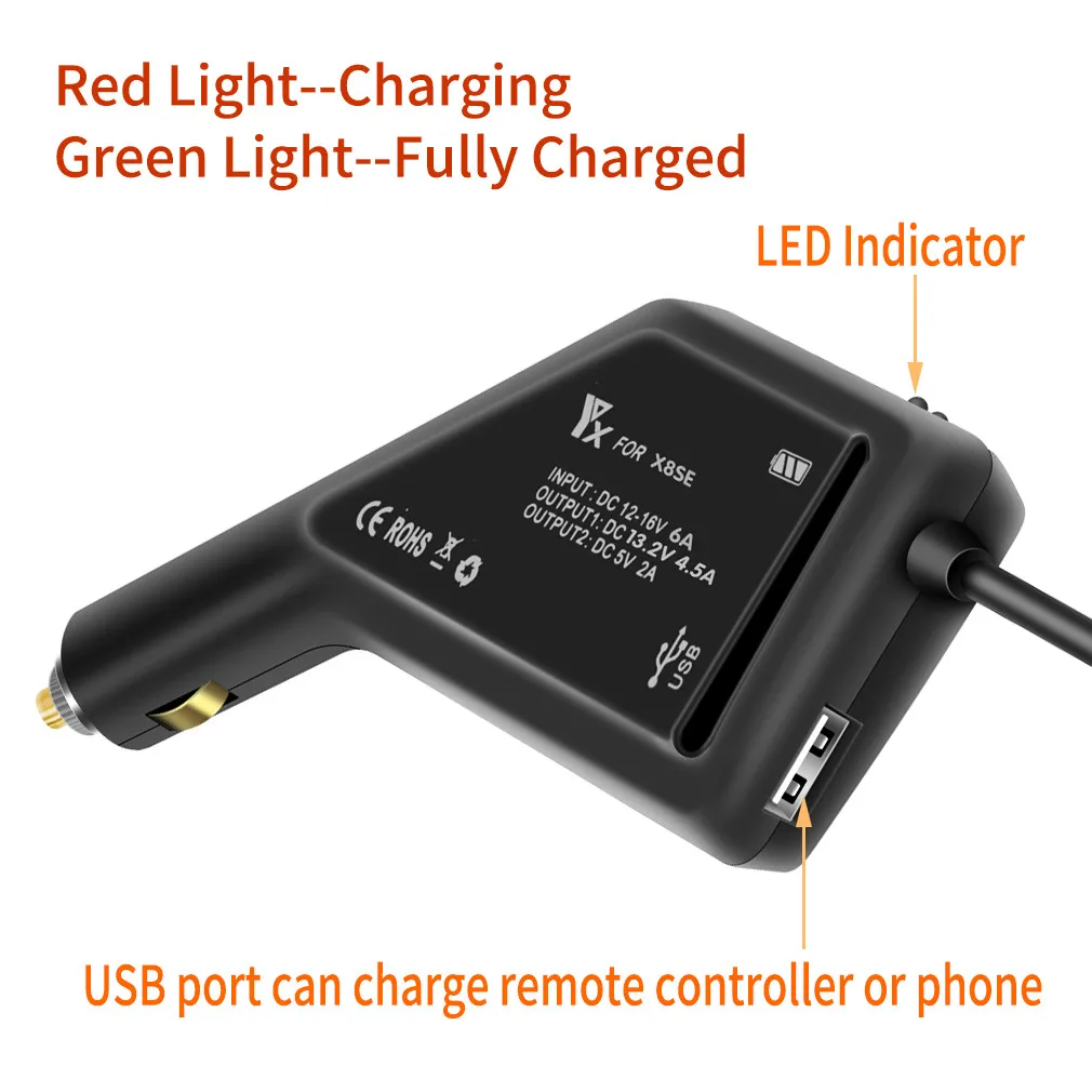 2 в 1 USB Автомобильное зарядное устройство пульт дистанционного управления зарядное устройство для XIAOMI FIMI X8 SE Дрон Универсальный мобильный телефон автомобильное зарядное устройство