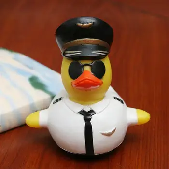 

1Pc Rubber Duck Durable Cartoon Creative Delicate Cute Shower Floating Toy Pilot Duck Water Toy Baby Swimming Toy