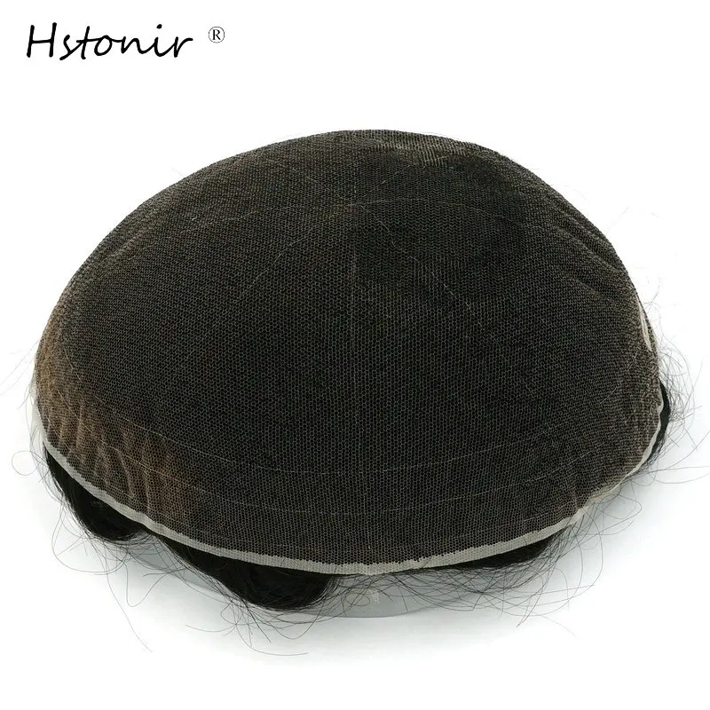 Hstonir парик на шнурке для мужчин, полностью французские кружева, удобные волосы для замены мужчин, Т-система, отбеленные узлы, индийские