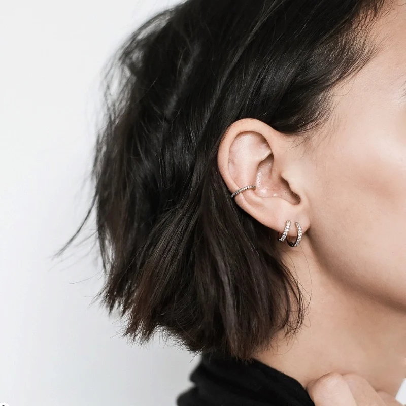 

Delicate eternity 925 sterling silver cz ear cuff sparkly classic crystal zircon rose gold earrings women No piercing jewelry