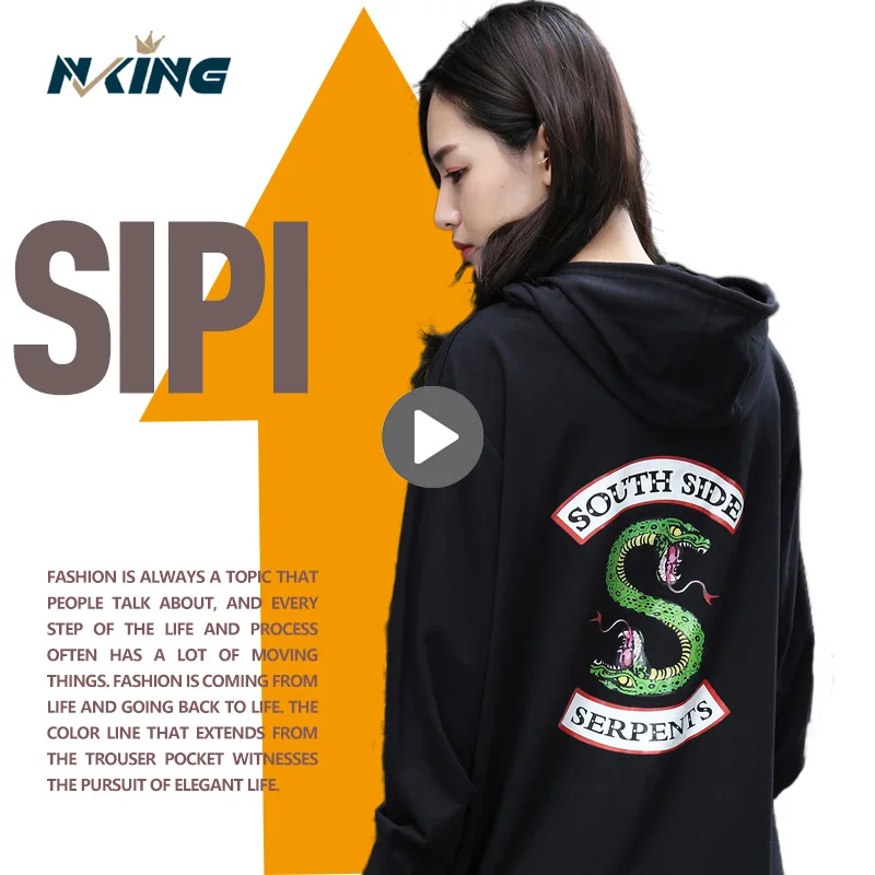 

Riverdale HD Snake Women/Men Hooded Hoodies Harajuku HipHop Gothic Winter Sweatshirts Kpop Off Black And White Streetwear 2XL