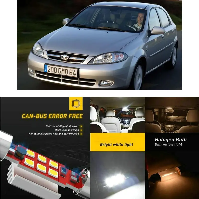 

LED Interior Car Lights For DAEWOO lacetti estate hatchback saloon j200 lanos klat hatchback saloo Dome map lamp bulb error free
