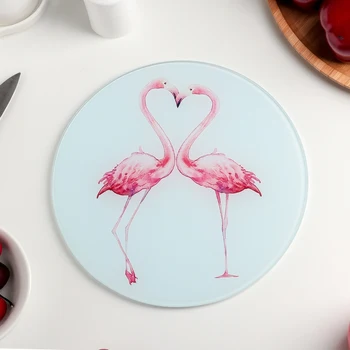 

Cutting board 20 cm "Flamingos in love"