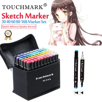 

Touchmark Marker 30/40/60/80/168 Color Art Marker Dual Head Sketch Markers Brush Pen Set For Drawing Manga Design Drop shipping