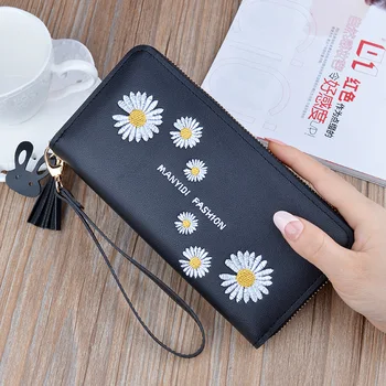 

2020 new small daisy wallet women long zipper Korean fashion wallet women large change mobile phone bag