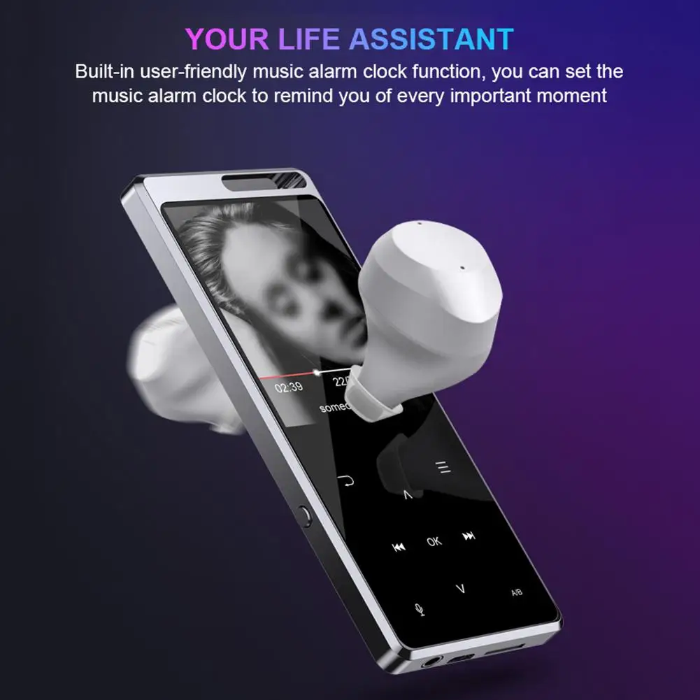 MP3-плеер Bluetooth Внешний сенсорный экран музыкальный плеер с экраном 2,4 дюйма и емкостью аккумулятора 800 мАч