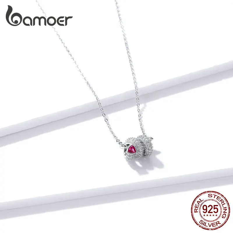 Bamoer, 925 пробы, серебряное, блестящее, CZ, проложенное, подвеска в виде змеи, ожерелье для женщин, цепочка, короткое ожерелье, s, массивное ювелирное изделие, BSN150