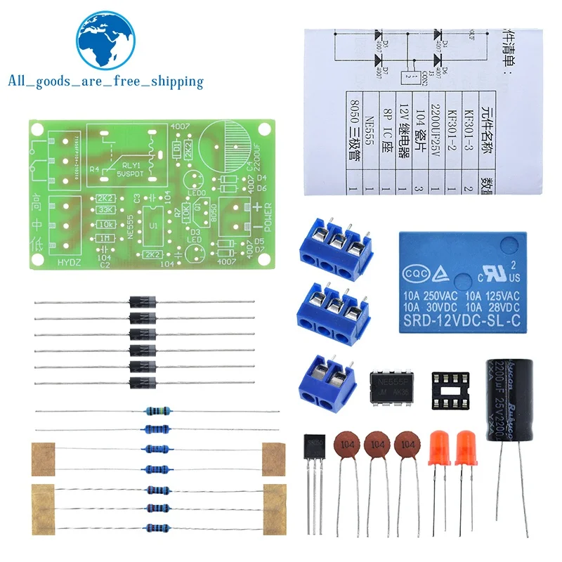 NE555 Water Level Switch Controller Kit Water Level Sensor Automatic Pumping Module DIY Student Electronic Principles Training water level switch liquid level sensor