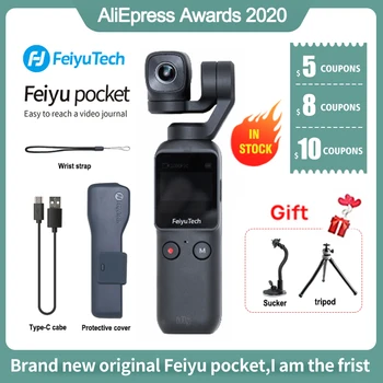 

instock feiyu pocket 6 Axis Handheld camera Stabilization Gimbal Camera Hybrid Image HD 4K APP WIFI control