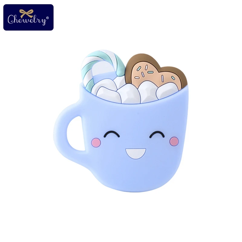 Candy Blue 1 шт., детский силиконовый Прорезыватель для зубов, грызунов, силиконовая чашка, зубная подвеска, сделай сам, для соски, цепочка для кормления, ожерелье, браслет, детские товары, игрушки - Цвет: Candy Blue