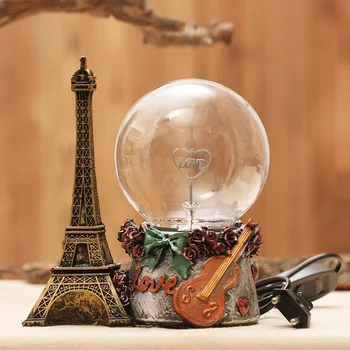 

Glass Static Induction Skeleton Ball Hand Model Figurines Eiffel Tower Styling Ornaments Magic Glowing Music Box Antique Decor