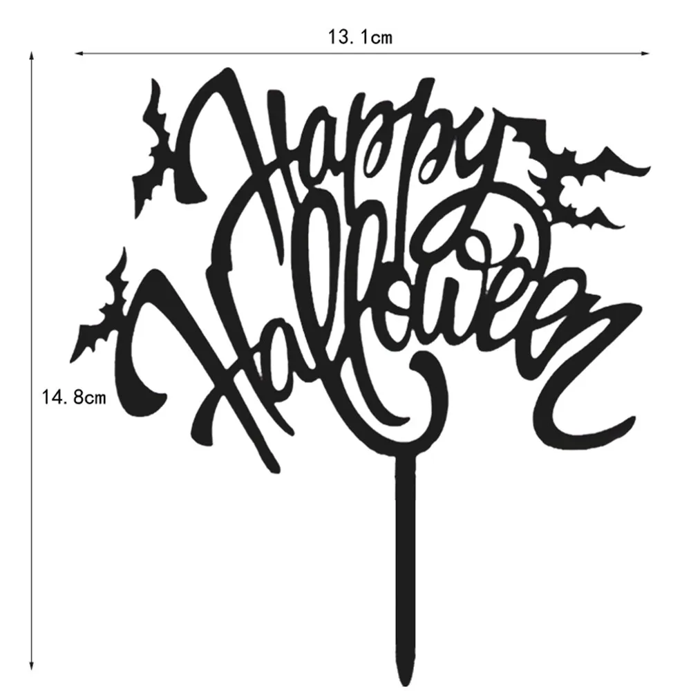 

Acrylic Halloween Party Cake Insert English Letter Card Ghost Festival Black BatHalloween Cupcake Toppers Party Decor