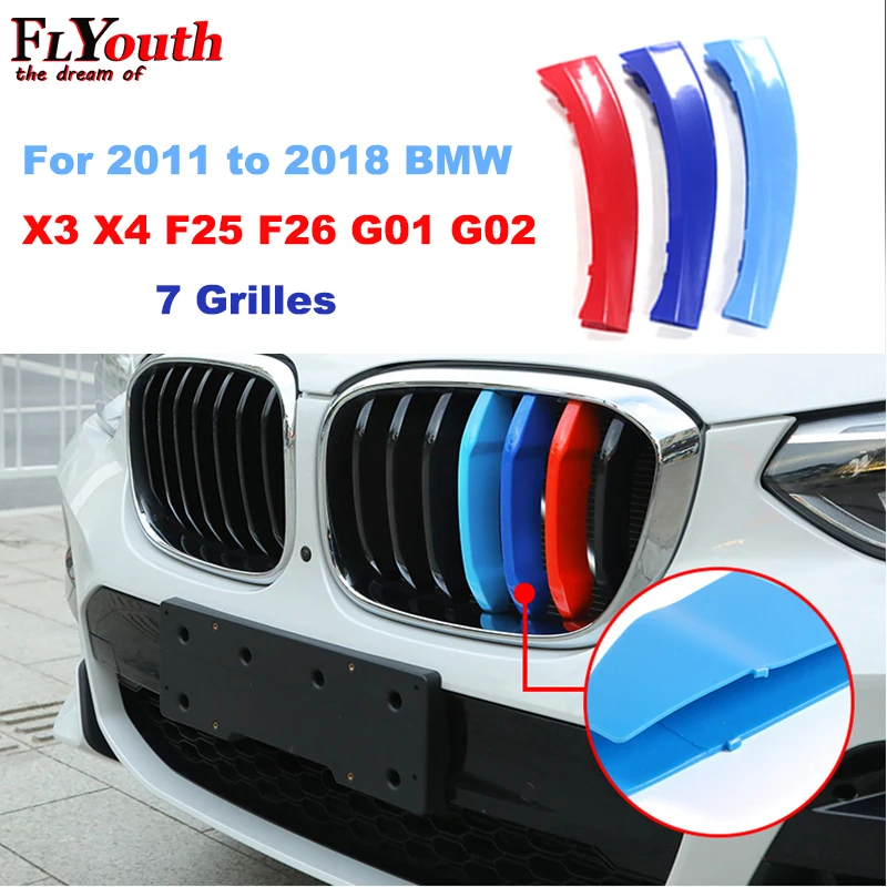 Для BMW X3 X4 F25 F26 G01 G02 2011 до 2018 7 решеток 3D M Автомобильная передняя решетка отделка