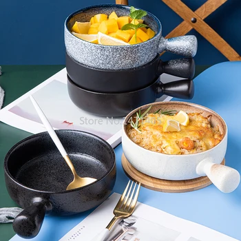 

Japanese Instant Noodle Bowl Single Ceramic Bowl Cute with Lid Student Handle Bowl Dormitory Special Bowl Creative Rice Bowl