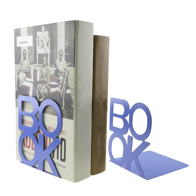 2 Pcs Alphabet Shaped Metal Bookends Creative Iron Book Support Holder Desk Organizer Shelf Stand Office Supplies | Дом и сад