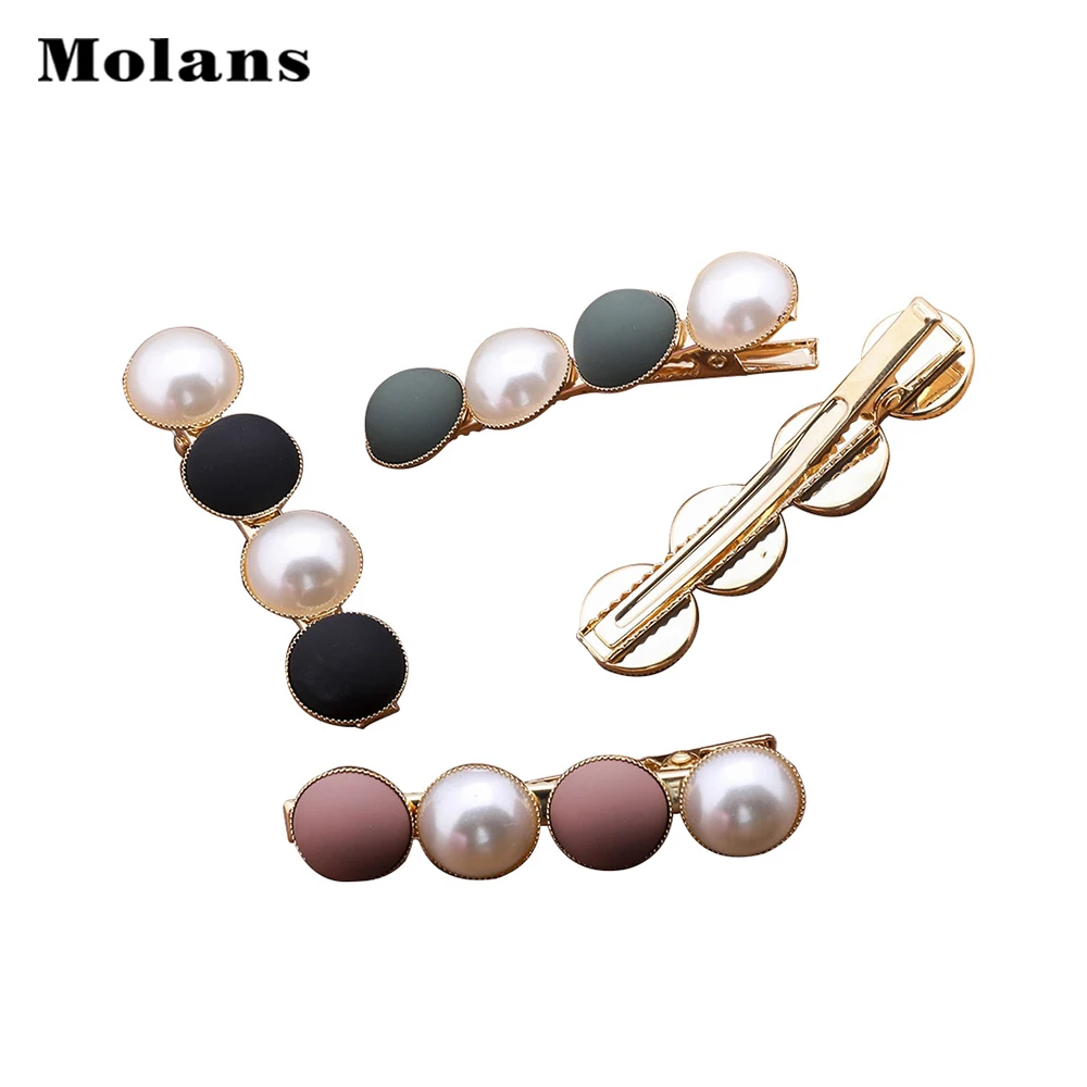 

Molans 4pcs/set Simple Pearl Duckbill Barrettes For Women Pearls Metal Hair Clip Fashion Sweet Girl's Hair Accessories 2019 New