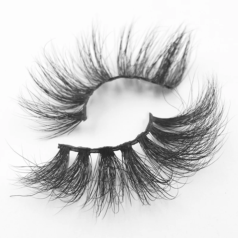 ISEEN 25mm False Eyelashes Wholesale Thick Strip 25mm 3D Mink Lashes Custom Packaging Label Makeup Dramatic Long Mink Lashes