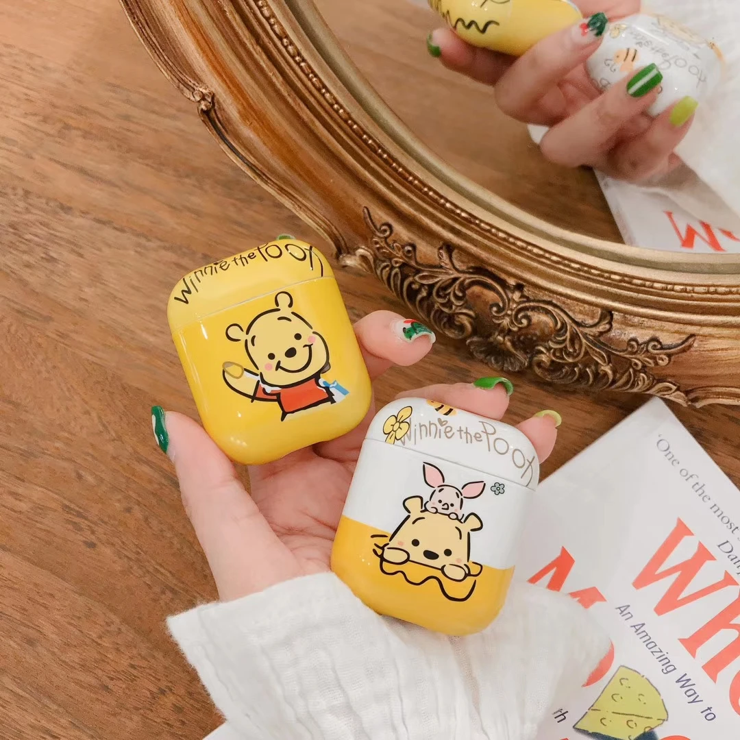 

Cute Hard Plastic Pattern Decorative Cartoon Winnie Pooh Bear Earphone Case for Apple Airpods Charging Box Soft Cover Bag