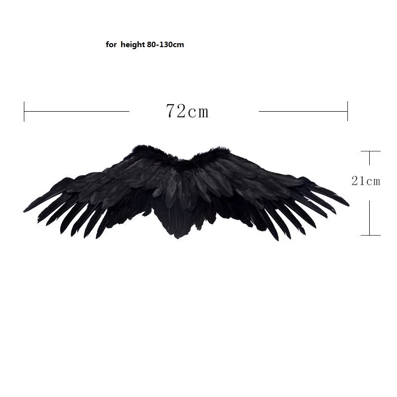 S black Black White Feather Angel Wing Child Adult Cosplay Show Costume Prop Wedding Party Halloween Christmas Navidad Decorations - Цвет: S black
