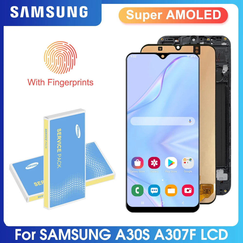 ЖК-дисплей с сенсорным экраном 6 4 дюймов OLED для Samsung Galaxy A30s дигитайзер со сканером
